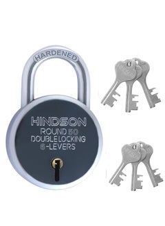 HINDSON HINDSON Round 50mm Padlock with 12 Keys Double Locking Mechanism Perfect for Main Door Lock Gate Lock and Shutter Lock 