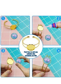 SYOSI 6PCS Cabochon Bezel Tray Blank Bangle Bracelet Blank Bezel Tray Adjustable Round Bangle Blank Cuff Style Bangle Trays for Jewelry Making Cuff Bangles DIY Craft(Gold,Silver)  - Image 4