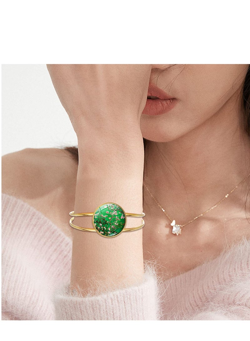 SYOSI 6 قطع قاعدة كابوشون فارغة سوار باندل قابل للتعديل دائري فارغ قاعدة باندل أسلوب كوف لصنع المجوهرات (ذهبي، فضي) - Image 2