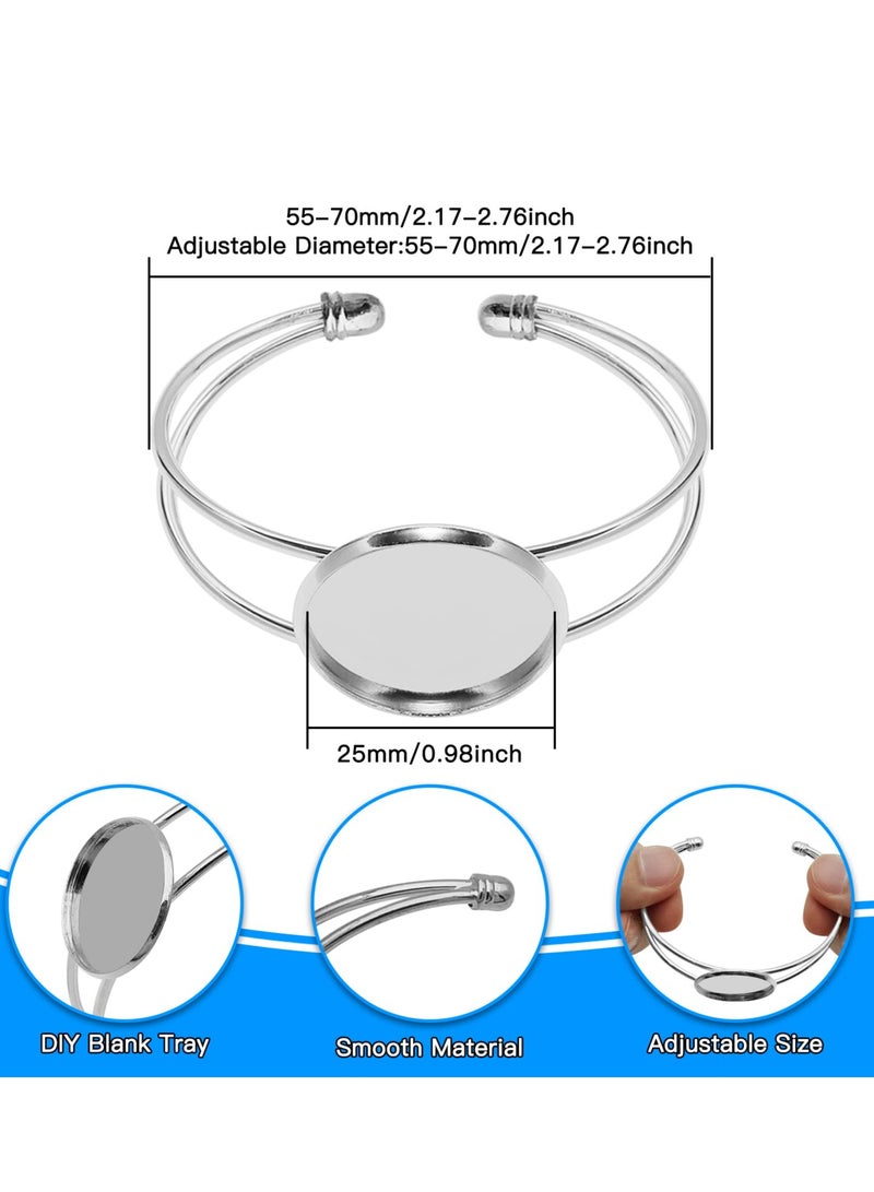 SYOSI 6 قطع قاعدة كابوشون فارغة سوار باندل قابل للتعديل دائري فارغ قاعدة باندل أسلوب كوف لصنع المجوهرات (ذهبي، فضي) - Image 5