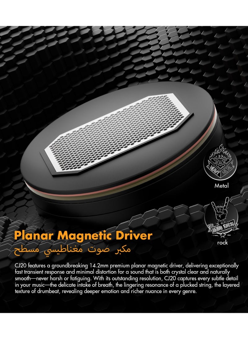 ROSESELSA CJ20 Flagship Planar Magnetic HiFi IEM Earphones, 14.2mm Audiophile Driver, CNC All Metal Body, OCC Detachable Cable, 3.5mm & 4.4mm Modular Plugs, Professional Studio Sound - Image 2