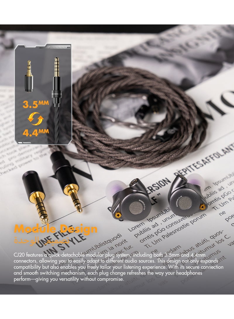 ROSESELSA CJ20 Flagship Planar Magnetic HiFi IEM Earphones, 14.2mm Audiophile Driver, CNC All Metal Body, OCC Detachable Cable, 3.5mm & 4.4mm Modular Plugs, Professional Studio Sound - Image 5
