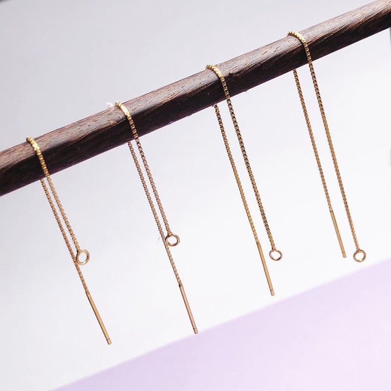S925 Silver Round Bead Ear Line Empty Pad Inlaid With Pearl Beeswax Amber Earrings Pad Wear Small Ping An Buckle Ear Pin - Image 5