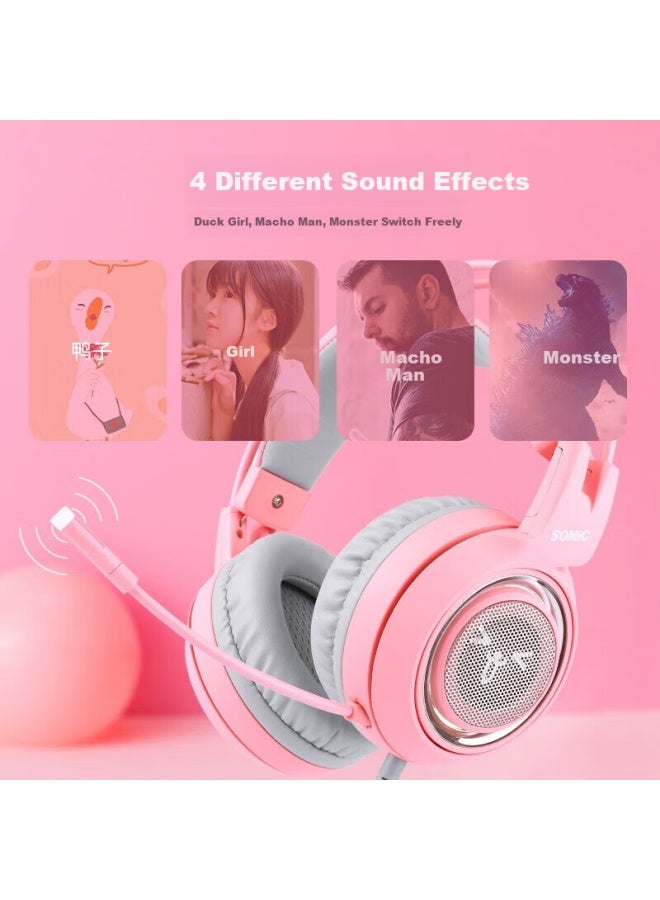 Somic G951 Pink Cute Cat Ear Headset Gaming Headphones Usb 7.1 Virtual Multi-channel Wired Vibration E-sports Headphones Wired Pubg Headset With Microphone - Image 2