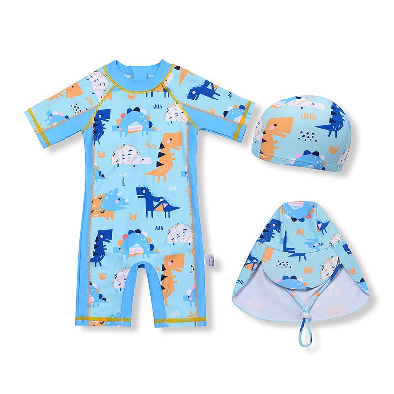 New Children''s Swimsuit Boy''s Cartoon Dinosaur Small and Medium-sized Children''s Short-sleeved Swimsuit Boy''s one-piece Swimsuit suit - Image 2