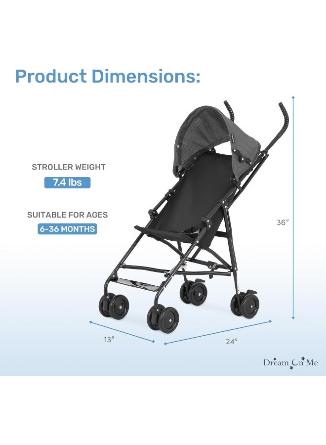 Dream On Me Aero Travel Umbrella Stroller, One-Hand Quick Fold, 3-Point Safety Harness, Dual Brakes, Adjustable Removable Canopy, Lightweight Compact & Space-Saving for Infants and Toddlers â€“ Black - Image 4