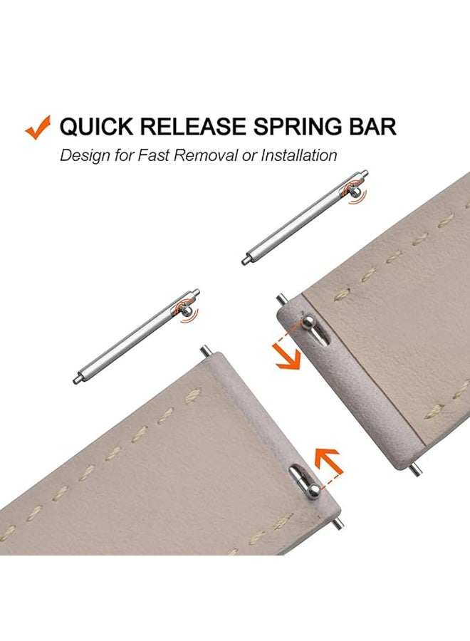 22mm Leather Watch Band for Men Women, Quick Release Replacement Universal Watch Strap with Buckle - Image 4