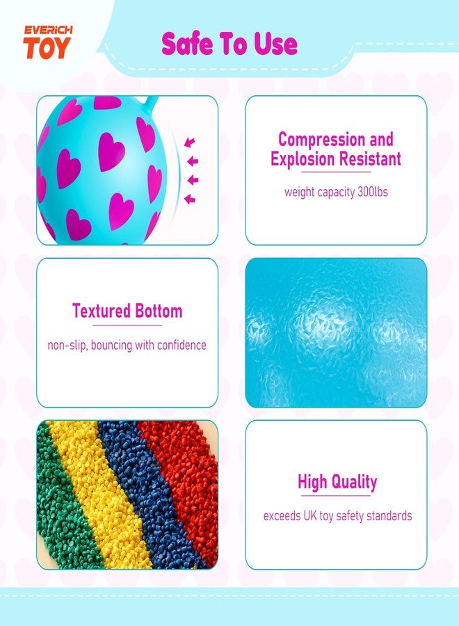 EVERICH TOY Hopper Ball,15In Sit On Bouncy Ball with Handle, Pink Heart Girls Toys - Fun Indoor Active Play, Inflatable Balance Toys for Girls Boys Birthday Gifts 3 4 5 6 Years Old - Image 3