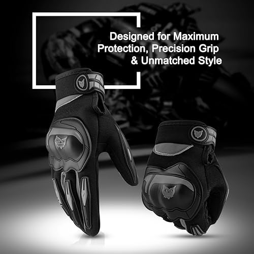 BADOWL RYDON Knuckle Protection Riding Gloves | Anti-Slip Grip & Touchscreen Sports Gloves | Durable, Breathable, All-Weather Design (Grey, XL) - Image 3