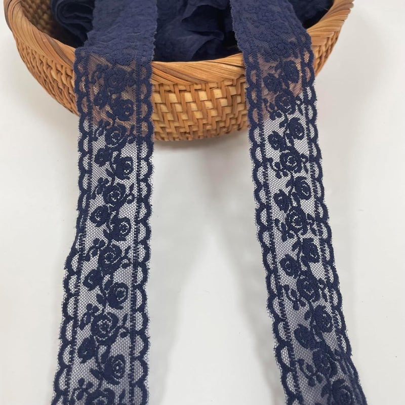 Sourcemall Lace Trim Ribbon, Delicate Black Floral Ribbon for Wedding/Bridal Decoration, DIY Craft Sewing, Home Decoration, 5 Yards (Navy Blue Flower) - Image 5