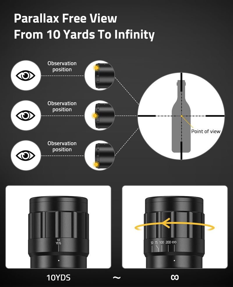 CVLIFE 3-9x40AO Rifle Scope Optics R4 Reticle Crosshair Scope with Mounts - Image 4