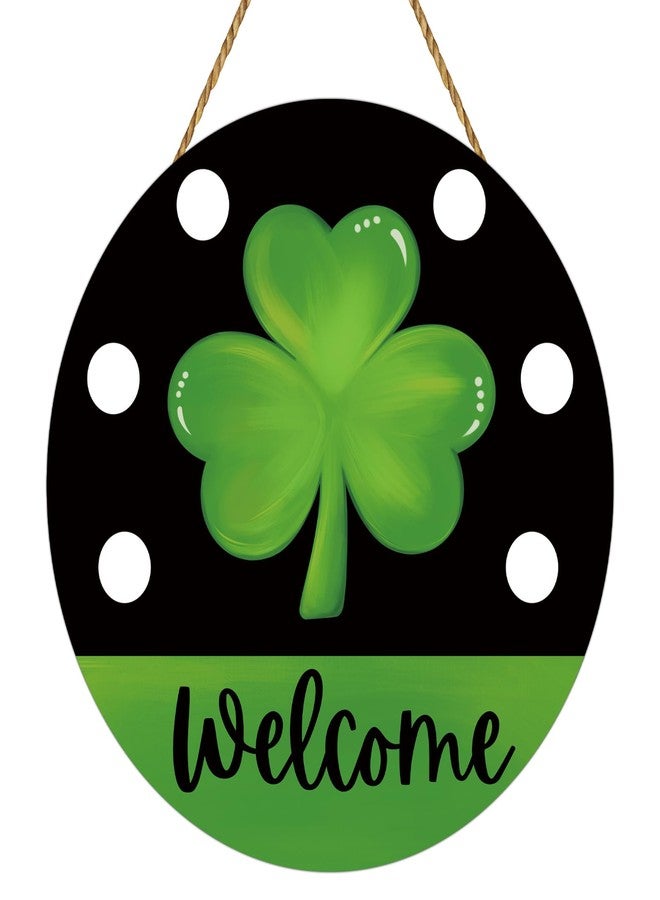 YUNKKIN St Patricks Day Decorations St Patricks Day Wreath Shamrock Door Decorations Wooden Shamrock Wreaths for Front Door Hanger Hanging Decor Welcome Sign for Porch Wall Indoor Home Decor - Image 1