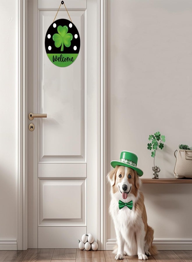 YUNKKIN St Patricks Day Decorations St Patricks Day Wreath Shamrock Door Decorations Wooden Shamrock Wreaths for Front Door Hanger Hanging Decor Welcome Sign for Porch Wall Indoor Home Decor - Image 5