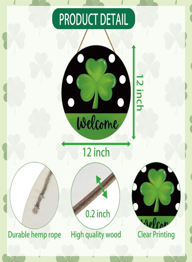 YUNKKIN St Patricks Day Decorations St Patricks Day Wreath Shamrock Door Decorations Wooden Shamrock Wreaths for Front Door Hanger Hanging Decor Welcome Sign for Porch Wall Indoor Home Decor - Image 2