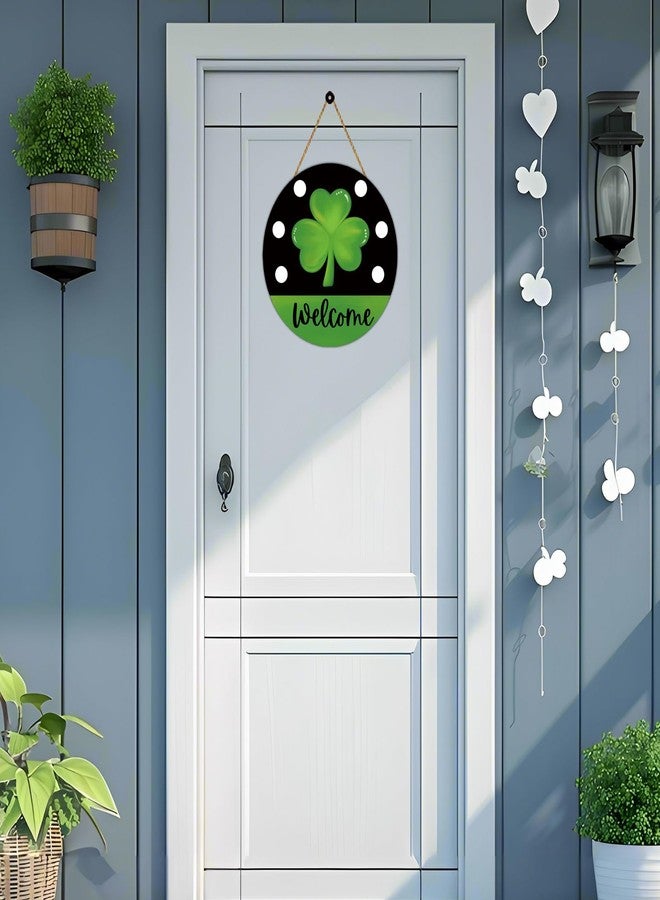 YUNKKIN St Patricks Day Decorations St Patricks Day Wreath Shamrock Door Decorations Wooden Shamrock Wreaths for Front Door Hanger Hanging Decor Welcome Sign for Porch Wall Indoor Home Decor - Image 3