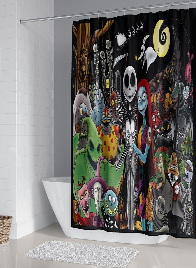 DDS-DUDES Christmas Shower Curtain Kids Bathroom Halloween Decor with 12 Curtain Hooks for Bathroom, Waterproof 71 x 71 inch (SC-16) - Image 2