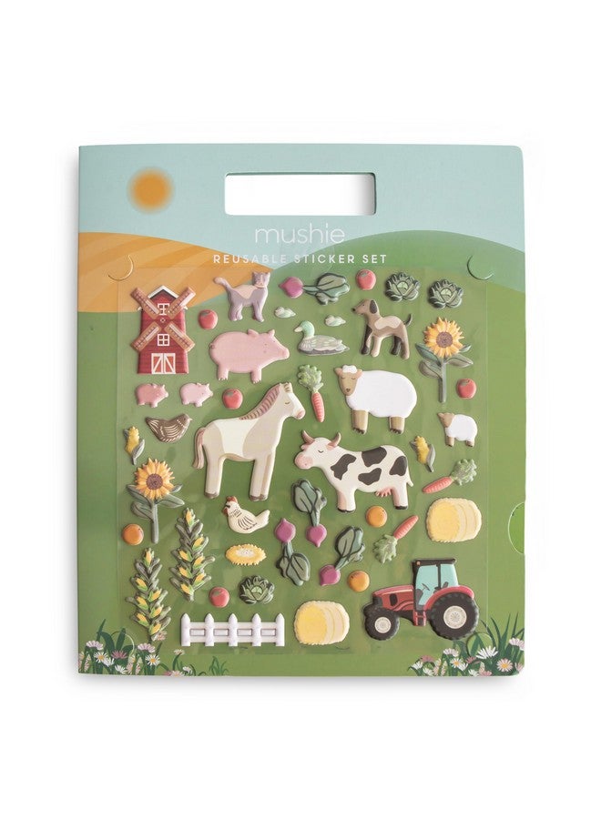 mushie Reusable Sticker Book Set (Farm) | 100+ Removable Puffy Stickers | Arts & Crafts Activity for Kids | Ages 3+ - Image 1
