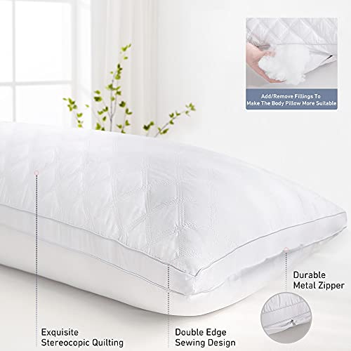 Leeden Body Pillow - Premium White Firm Fluffy Long Pillow - 21 x 54 Soft Plush Full Body Pillows - Adjustable Side Pillow for Sleeping - Image 4