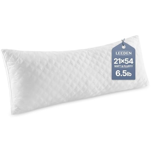 Leeden Body Pillow - Premium White Firm Fluffy Long Pillow - 21 x 54 Soft Plush Full Body Pillows - Adjustable Side Pillow for Sleeping - Image 1