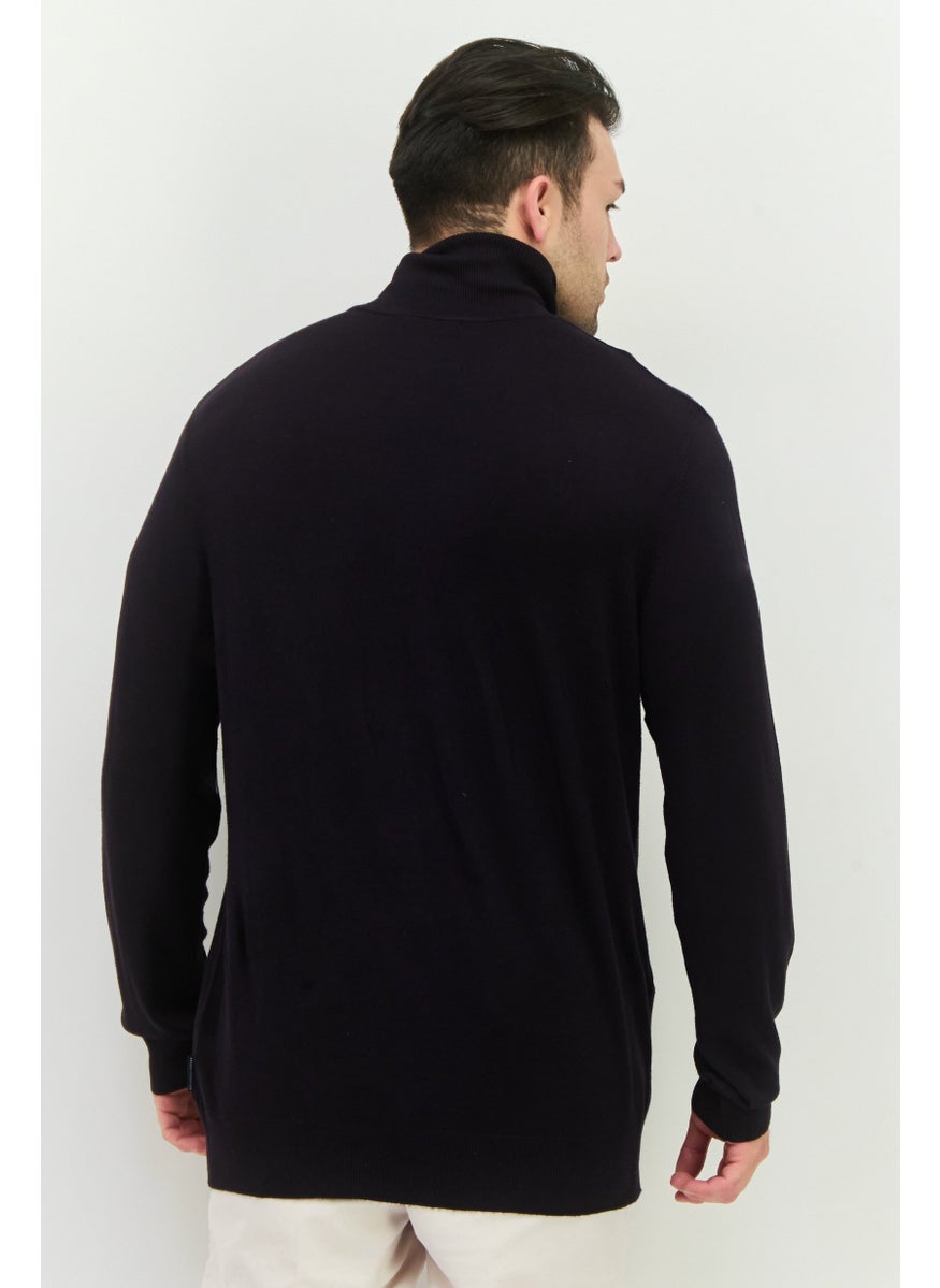French Connection - Men Turtle Neck Long Sleeves Knitted Sweater, Navy - Image 1