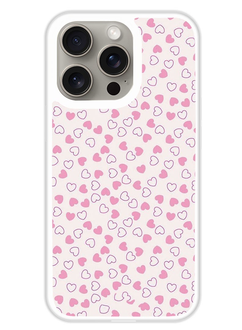 Theodor Protective Case Cover For APPLE IPHONE 15 Pro Max Small Hearts (White Bumper) - Image 1