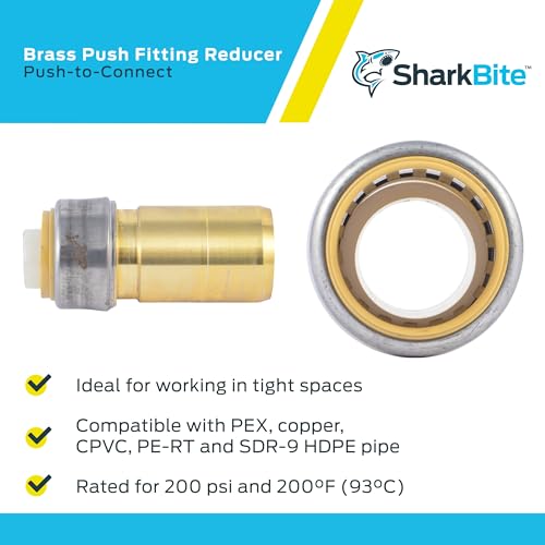 SharkBite 1-1/4 Inch x 1 Inch CTS Fitting Reducer, Push to Connect Brass Plumbing Fitting, PEX Pipe, Copper, CPVC, PE-RT, HDPE, UXL123528 - Image 4