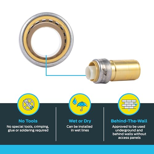 SharkBite 1-1/4 Inch x 1 Inch CTS Fitting Reducer, Push to Connect Brass Plumbing Fitting, PEX Pipe, Copper, CPVC, PE-RT, HDPE, UXL123528 - Image 3