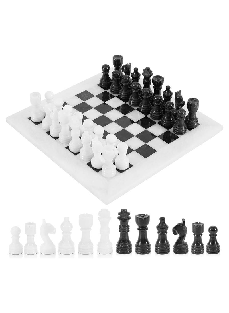 RADICALn Marble Chess Set 12'' Inches White and Black Handmade Luxury Board Games for Adults, Ideal Marble Chess Board Game Set & Chess Pieces for Home Decor - Image 1