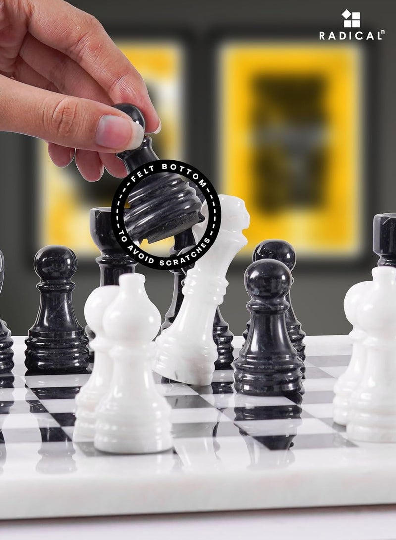 RADICALn Marble Chess Set 12'' Inches White and Black Handmade Luxury Board Games for Adults, Ideal Marble Chess Board Game Set & Chess Pieces for Home Decor - Image 5