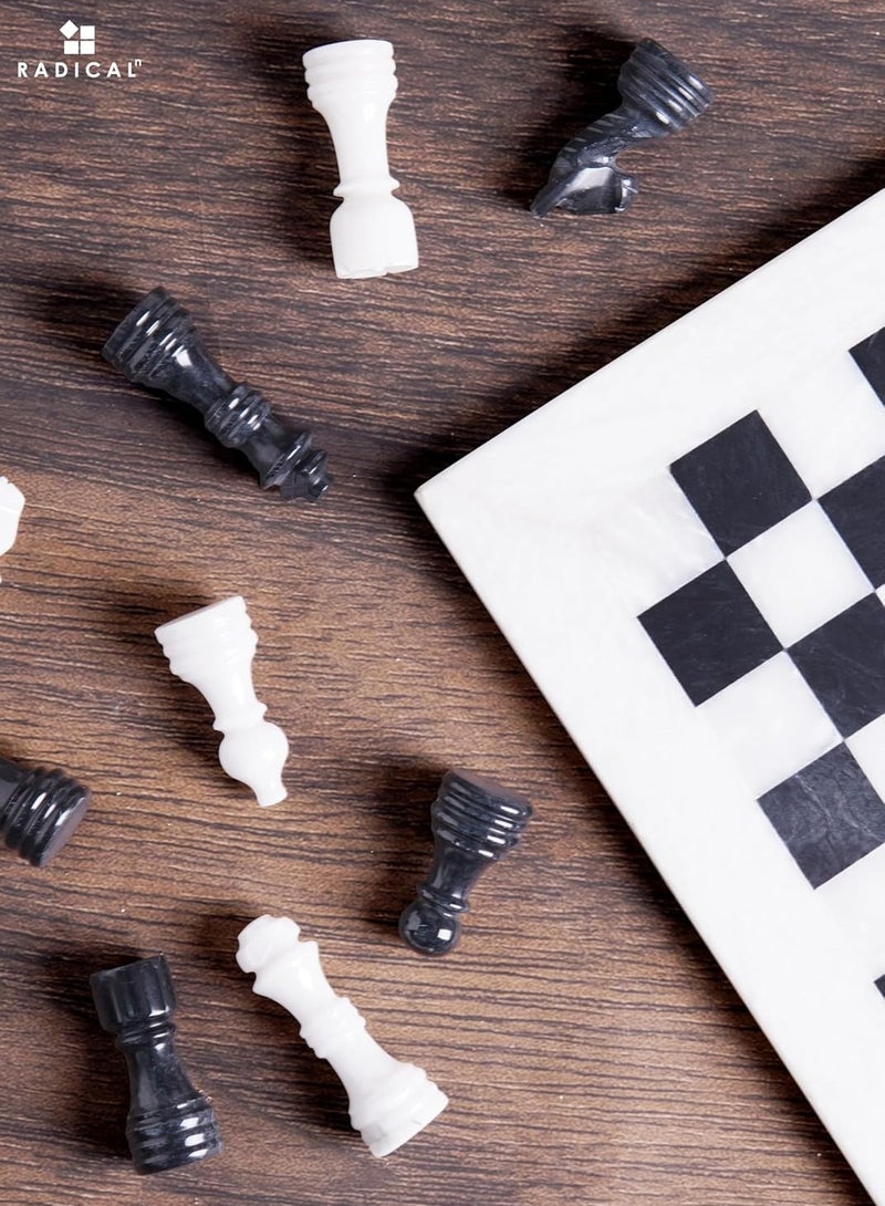 RADICALn Marble Chess Set 12'' Inches White and Black Handmade Luxury Board Games for Adults, Ideal Marble Chess Board Game Set & Chess Pieces for Home Decor - Image 4