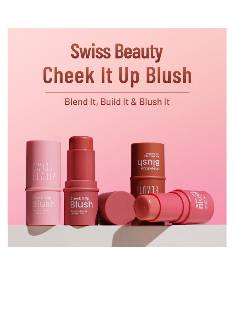 Swiss Beauty - Swiss Beauty Cheek It Up Blush for Cheeks Lumi Matte Finish  Lightweight Easily Blendable  With Jojoba Oil  Shade Mood Lifter Coral  8g - Image 1