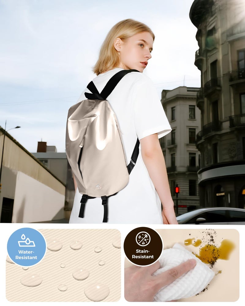 pack all 12L Water-Resistant Backpack, Lightweight Daypack for Men & Women, Hiking & Travel Backpack with Multiple Pockets, Compact for College, Sports, Cycling (Light Beige) - Image 4