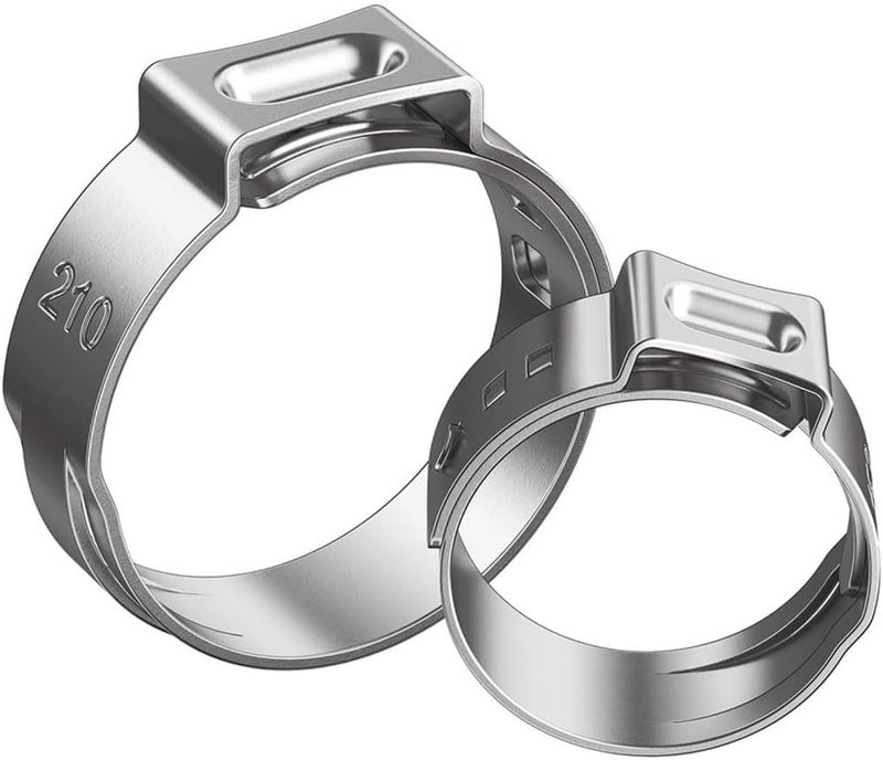 Pipe Clamp,Clamp Rings, 304 Stainless Steel 6.5mm-21.0mm Single Ear Hose Clamps SS304 Clips One Ear Stepless Pipe Clamp,(9.8 12.3mm) - Image 1