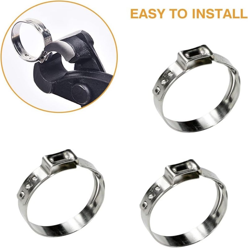 Pipe Clamp,Clamp Rings, 304 Stainless Steel 6.5mm-21.0mm Single Ear Hose Clamps SS304 Clips One Ear Stepless Pipe Clamp,(9.8 12.3mm) - Image 4
