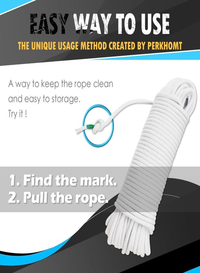PH PERKHOMY PerkHomy Cotton Rope 3/16" (5mm) 100 ft Multi Purpose Utility Diamond Braided Cord, Natural Cotton for Clothes Line Camping Crafting Flag Pole, White - Image 4
