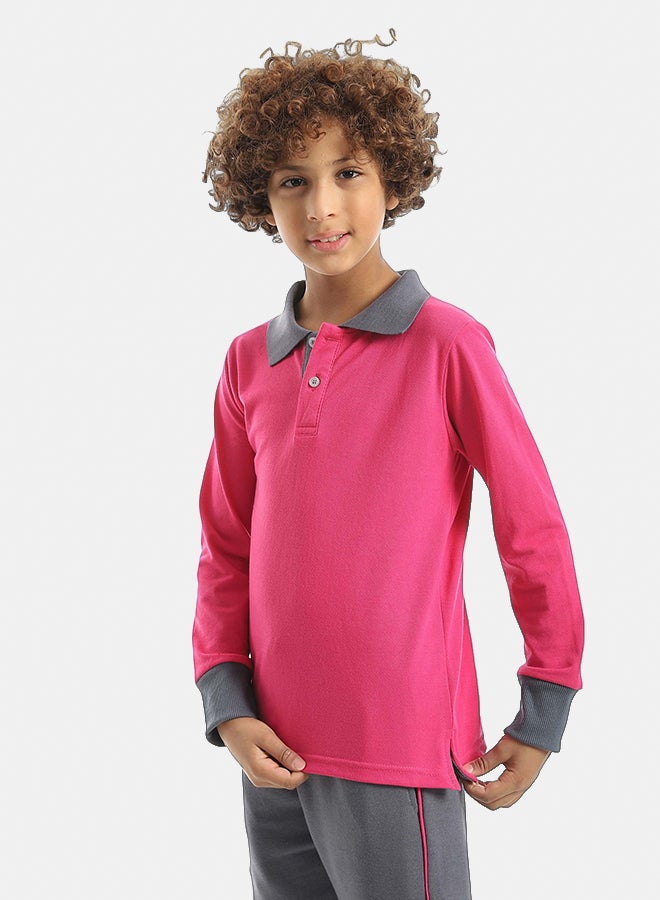 Red Circle Long sleeve polo t-shirt Kids Unisex - Image 3