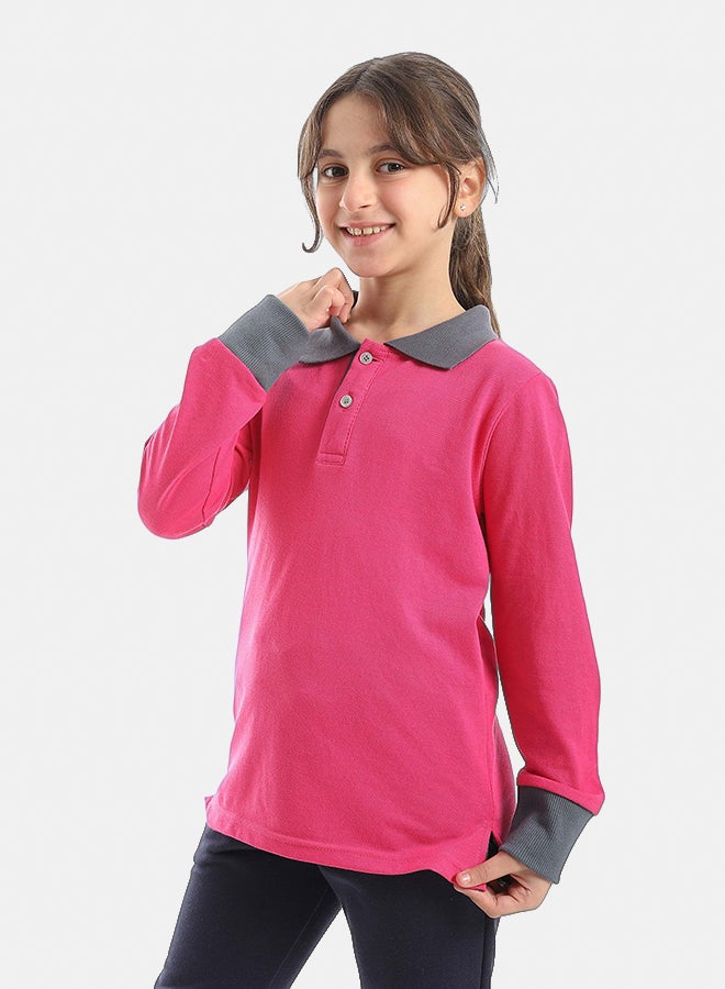 Red Circle Long sleeve polo t-shirt Kids Unisex - Image 4