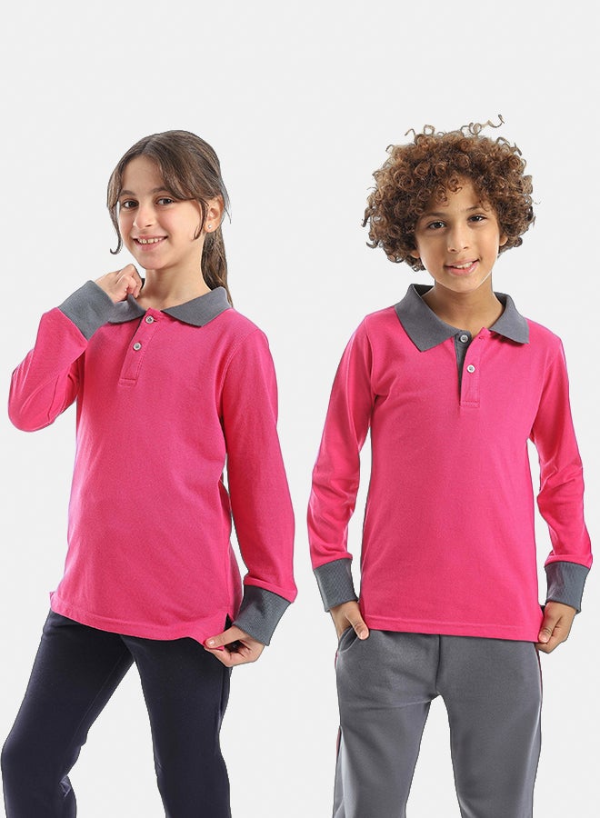 Red Circle Long sleeve polo t-shirt Kids Unisex - Image 1