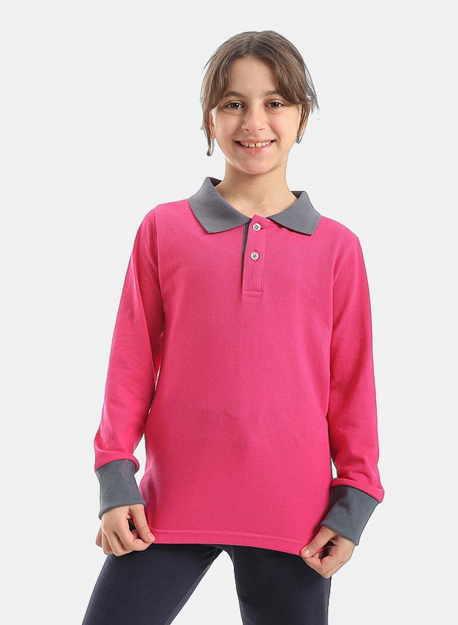 Red Circle Long sleeve polo t-shirt Kids Unisex - Image 2