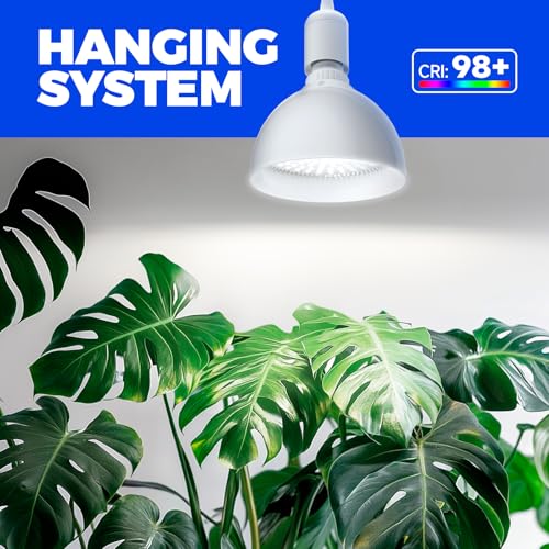 Barrina LED Grow Light Bulb with Timing and Hanging System, 25W Full Spectrum, 4H/9H/14H Timer, Hanging Grow Lights for Indoor Plants with 16.4FT Power Cord, Plug in Pendant Light for Plants - Image 3