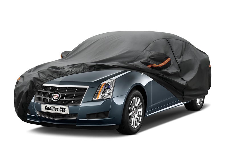 Kayme 7 Layers Car Cover Custom Fit for Cadillac CTS 20032014 Waterproof All Weather for Automobiles Outdoor Full Cover Rain Sun UV ProtectionBlack
