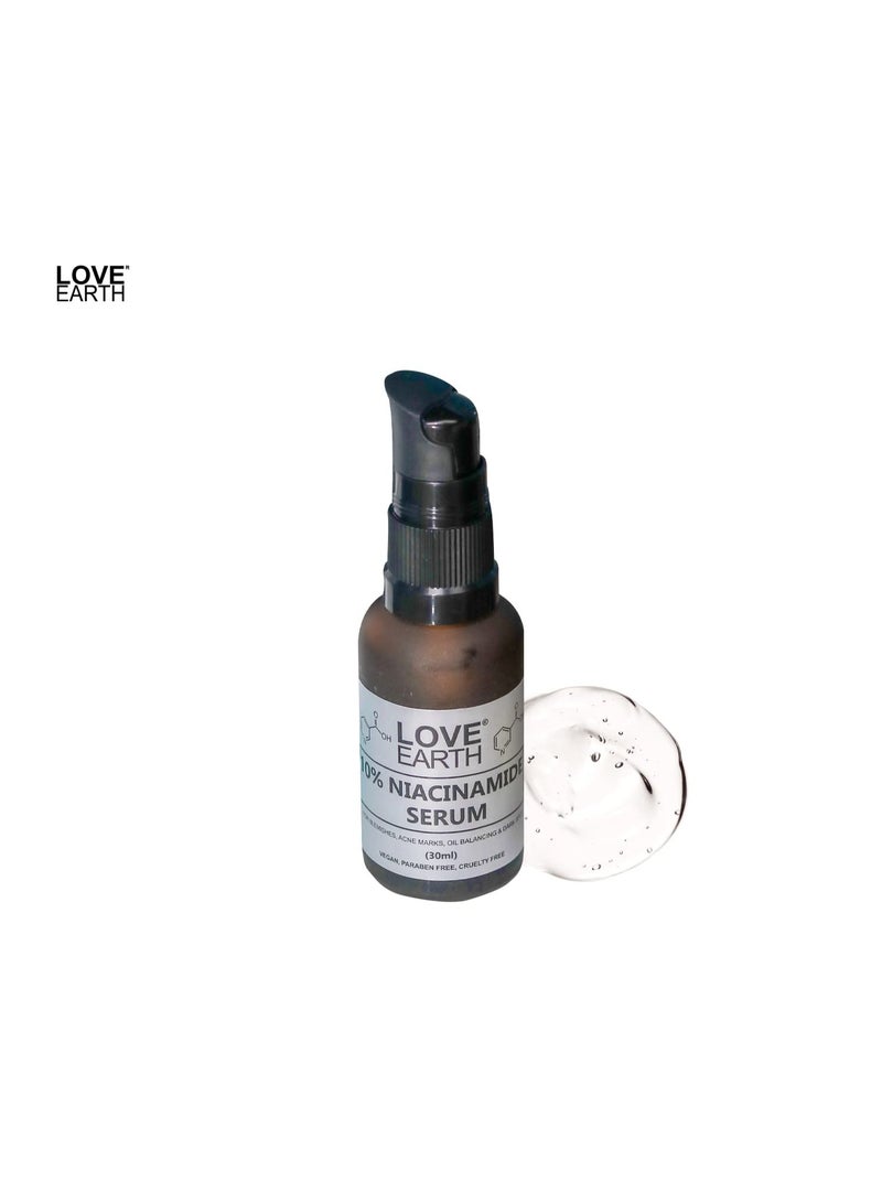 Love Earth 10% Niacinamide Serum With Aloe Vera And Olive Leaf Extract For Blemishes, Inflammation & Acne Prone Skin 30 ML - Image 3