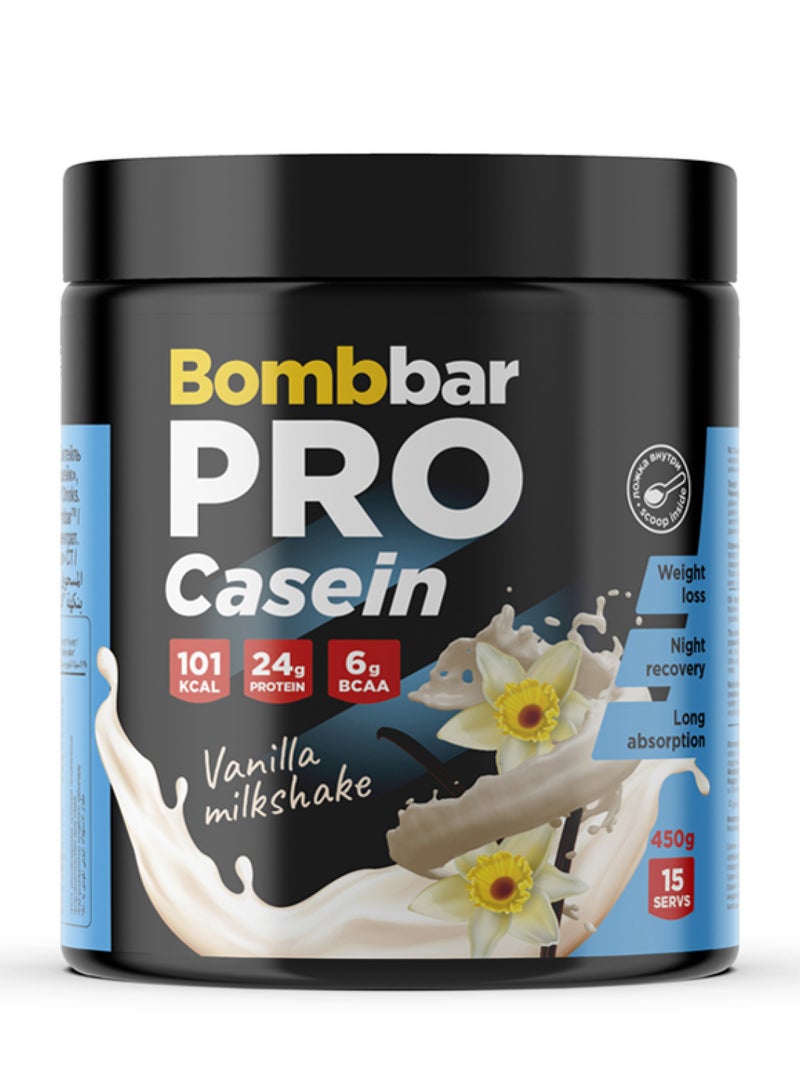 بومبار مسحوق بروتين برو كازين بنكهة ميلك شيك الفانيليا 450 جرام - Image 1