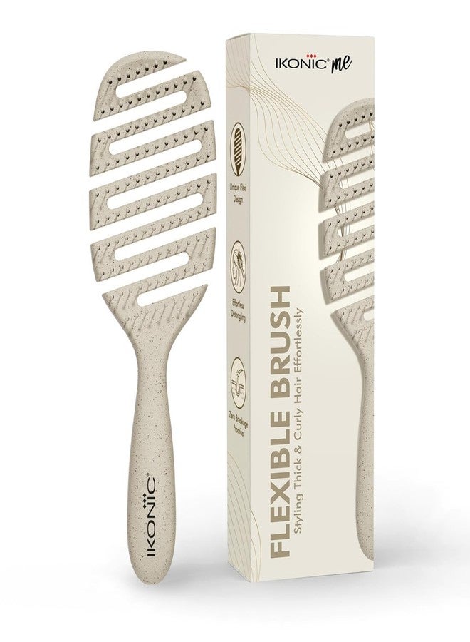 IKONIC Me Flexible Paddle Hair Brush IKM-2509 Eco Conscious, Scalp Massage Detangling Brush, Rounded Tips, Gentle Care, Anti Frizz Ion Bristles, Wet Dry Use, Smooth Healthy Hair - Sand Beige - Image 1