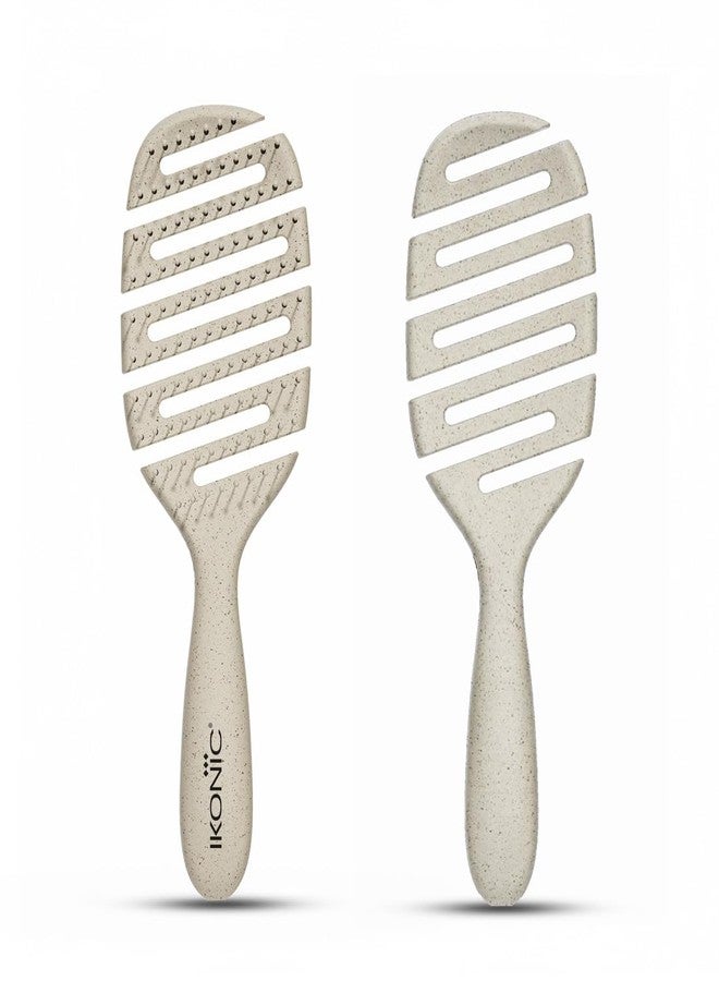 IKONIC Me Flexible Paddle Hair Brush IKM-2509 Eco Conscious, Scalp Massage Detangling Brush, Rounded Tips, Gentle Care, Anti Frizz Ion Bristles, Wet Dry Use, Smooth Healthy Hair - Sand Beige - Image 2