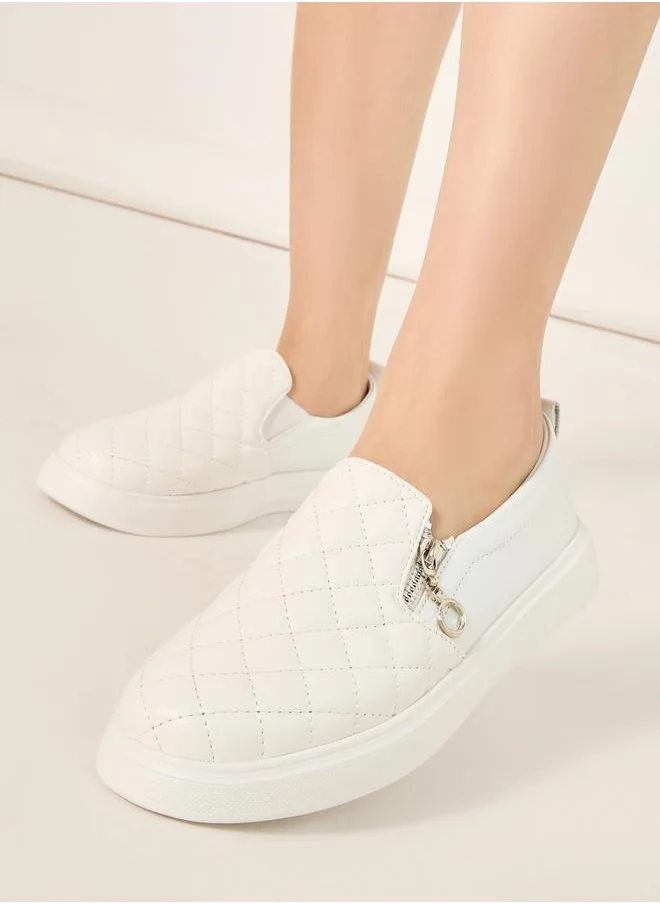 Styli Zip Panel Detail Quilted Casual Shoes