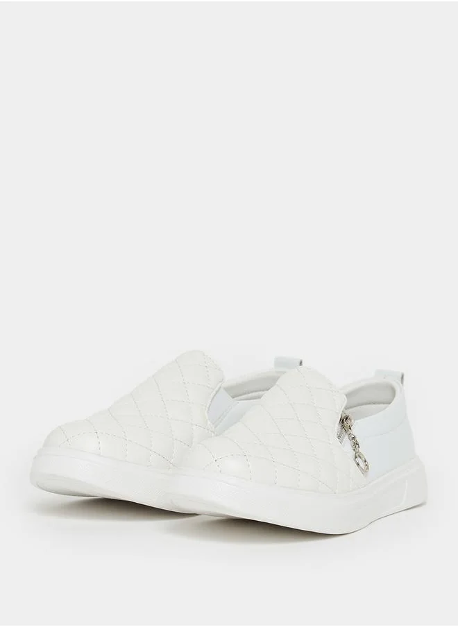 Styli Zip Panel Detail Quilted Casual Shoes