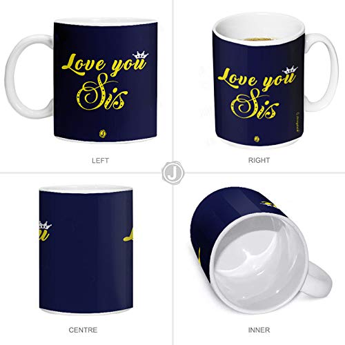 Jhingalala Jhingalala Love You Sis Printed Satin 12x12 inches Cushion with Filler Coffee Mug Key Chain Greeting Card Combo for Sister on Birthday Raksha Bandhan - Image 4