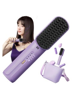 General Cordless Hair Straightening Brush, Women's Portable Mini Ionic Hot Comb Hair Straightener, Lightweight and Portable, Suitable for Outing and Traveling, Type-C Charging, Anti-scald, Girls' Holiday Gift  - Image 1