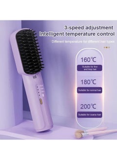 General Cordless Hair Straightening Brush, Women's Portable Mini Ionic Hot Comb Hair Straightener, Lightweight and Portable, Suitable for Outing and Traveling, Type-C Charging, Anti-scald, Girls' Holiday Gift  - Image 4